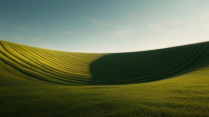 Fototapeta premium Lush Green Hillside Serene Landscape Nature Photography Rolling Fields Scenic View Tranquil Environment
