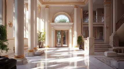 Naklejka premium Grand Entrance Hallway of a Luxurious Mansion