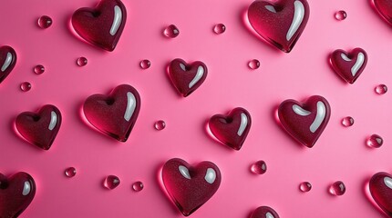pink background with drops of water