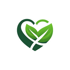 Obraz premium Green Heart Leaf Logo,Eco Heart Logo,Green Heart Logo,Leaf Heart Logo,Heart with leaf logo. Green heart logo vector design template with leaf transparent background