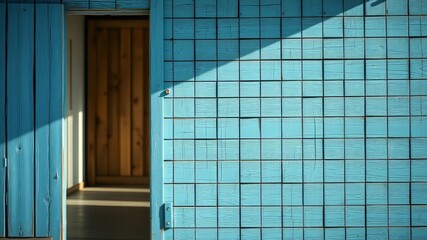 Weathered Blue Wood Wall Beachy Vintage Background, High Resolution