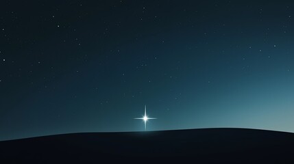 Stunning Depiction of the Shining Star of Bethlehem Against a Serene Night Sky with Twinkling Stars