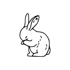 a black and white drawing of a rabbit