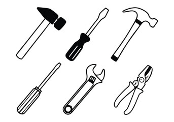 Toolbox Icons Set - Professional Tools and Equipment Vector Illustrations