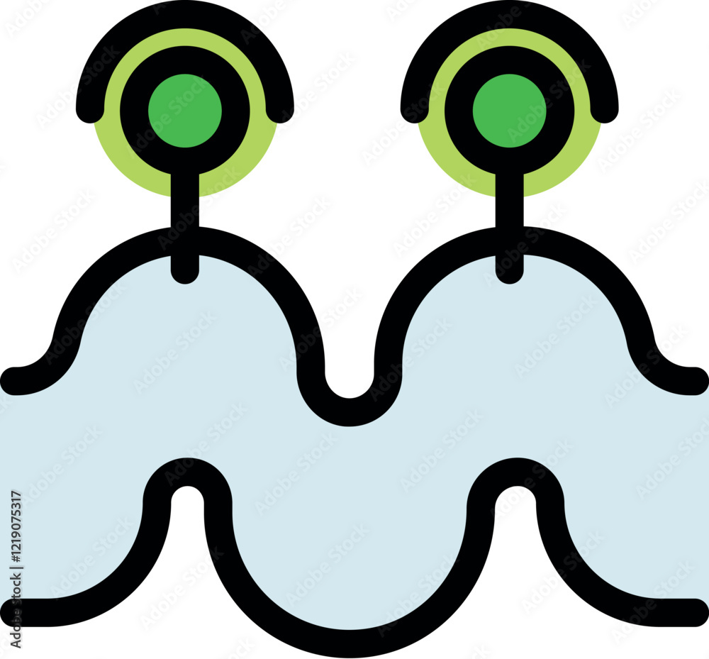 Poster location tracking sensor sending signals from a wavy surface, ideal for internet of things and smart