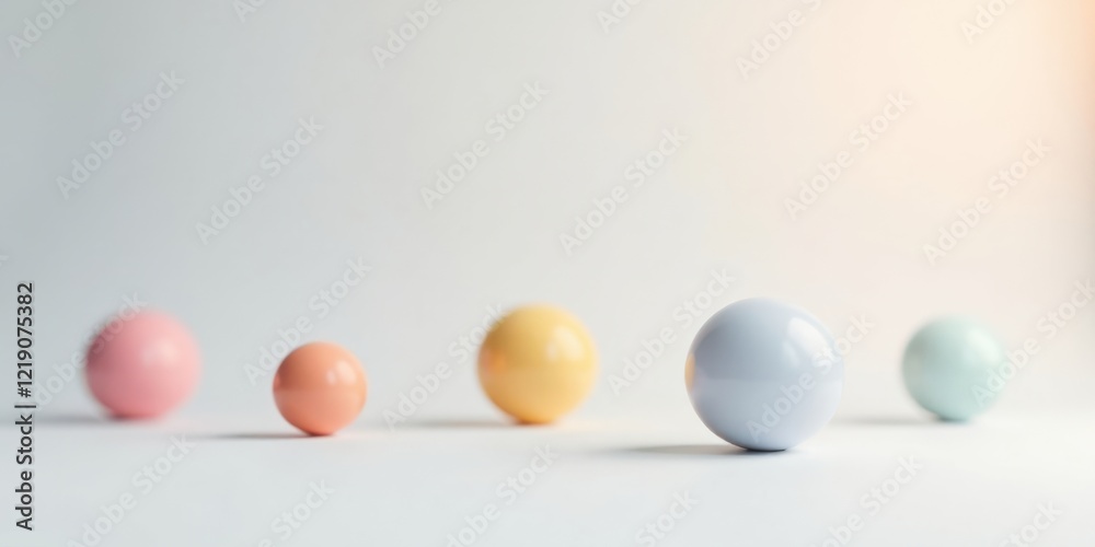 Aufkleber pastel-colored spheres arranged in a visually appealing row on a bright background, suggesting a con