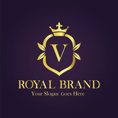 Luxury Gold Monogram Logo Letter V
