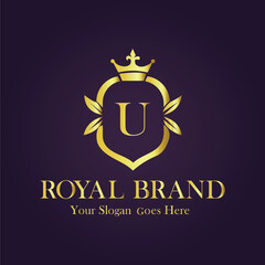 Luxury Gold Monogram Logo Letter U