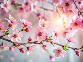 Obraz premium Minimalist Interior Decor: Delicate Cherry Blossom Branches Macro Photography