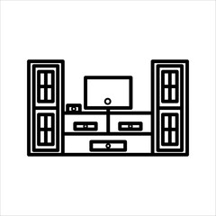 TV cabinet icon in thin line style