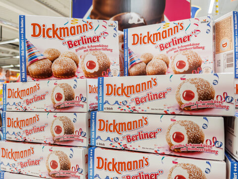 Delicious Dickmann's Berliner Filled Pastries on Display