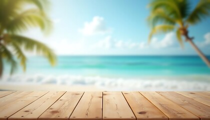 Fototapeta premium Tropical Beach Wooden Deck Summer Vacation Paradise