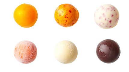 Delicious Ice Cream Scoops Assorted Flavors Frozen Dessert Sweet Treats, Isolated on Transparent Background, Ai Generated Images