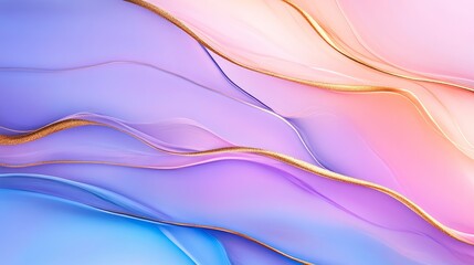 Fototapeta premium Abstract flowing wave of pastel color blending together with golden accents creating a serene backdrop