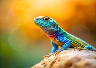 Fototapeta premium Minimalist Lizard Lounge: Desert Reptile Resting on Smooth Stone