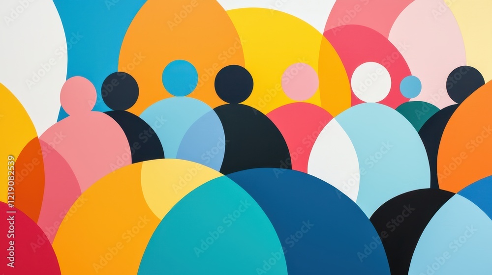 Poster abstract kaleidoscope of colorful figures representing diversity and uniqueness in artistic composit