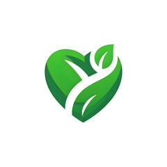 Green Heart Leaf Logo,Eco Heart Logo,Green Heart Logo,Leaf Heart Logo,Heart with leaf logo. Green heart logo vector design template with leaf  transparent background