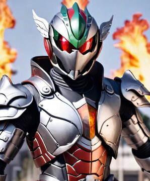 A knight in armor named "Fire Storm" has the magic power of static fire in battle. AI-Generated