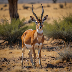 An-antelope-stands-in-the-middle-of-a-green-field