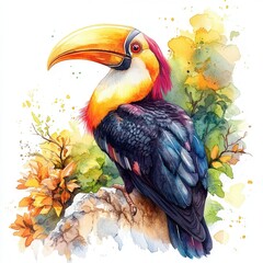 Obraz premium Vibrant Toucan in Watercolor A Tropical Bird Painting