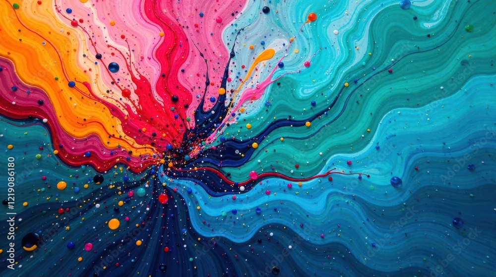 Aufkleber Vibrant Swirls of Color Exploding in a Symphony of Hues and Textures, Creating a Visually Stunning Abstract Masterpiece