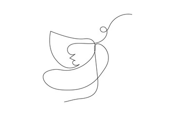 Butterfly continuous one single line drawing of Nature mushroom vector icon