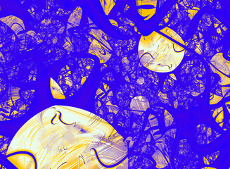 Bright blue space background, planets in space