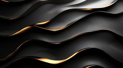 Fototapeta premium Black and gold abstract wave design.
