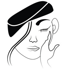  vector line woman face art