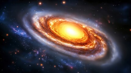 Fototapeta premium Stunning Spiral Galaxy with Bright Core and Colorful Nebulae