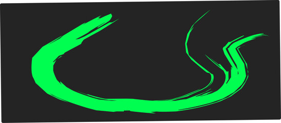 Green thick brush strokes with spray texture. Vintage template with hand drawn broken edges, banner. Rough thick brush stroke texture with small dots. Retro vector background for poster.