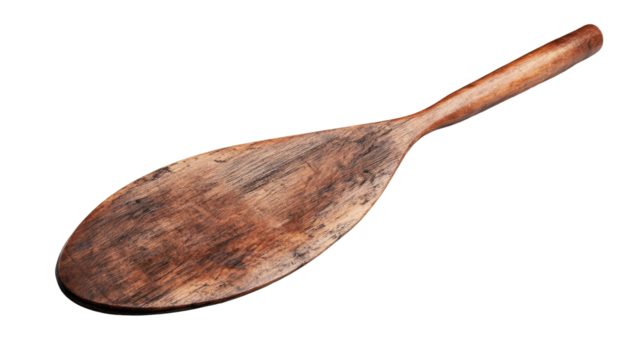 A rustic wooden spoon, perfect for cooking and serving delicious meals. transparent background