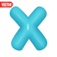 letter X. letter sign blue color. Realistic 3d design Glossy letters in cartoon balloon style. Isolated on white background. vector illustration