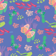 Vector Tropical Ditsy Seamless Pattern