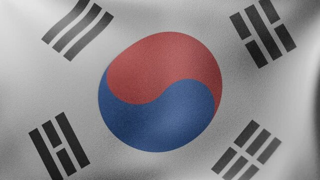 3d animation of waving flag, national flag of South Korea, Republic of Korea, HD, 4k