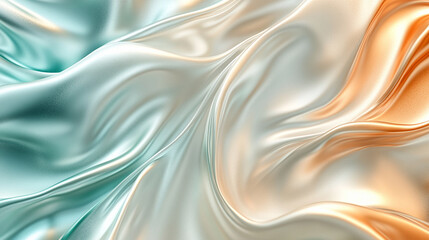 Obraz premium Abstract Blue and Orange Iridescent Fabric Texture with Glossy Waves