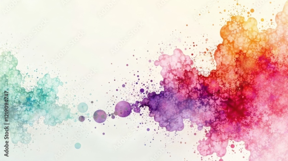 Leinwandbilder Abstract Colorful Watercolor Splashes and Blobs Background Design for Digital Projects and Printed Materials