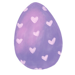 cute illustration of purple easter egg cute love heart pastel color pattern hand drawn spring season png transparent cutout clipart digital sticker