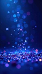 A shower of elegant blue-purple particles in a festive and luxurious environment, blue, sparkly