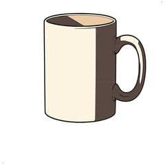tall coffee mug with simple design and handle, filled with coffee