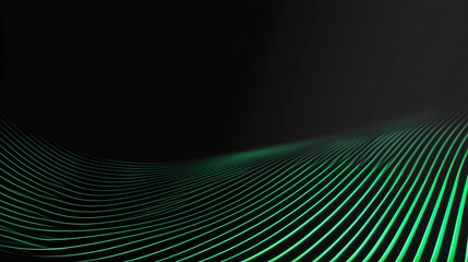 A smooth, flowing abstract background featuring green lines on a dark backdrop, creating a sense of depth and motion.