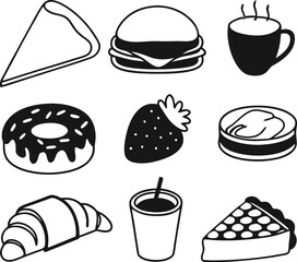 Collection of fast food silhouette for your creative projects.