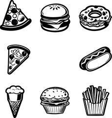 Collection of fast food silhouette for your creative projects.