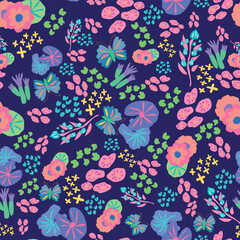 Vector Tropical Ditsy Seamless Pattern