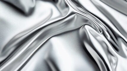 Abstract silver fabric texture with folds and creases.