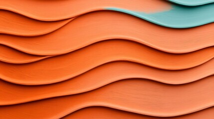 Obraz premium Abstract orange and teal wave paint texture. Design background