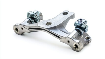 Obraz premium A close-up of a bicycle brake calipers and wheels on a white isolated background
