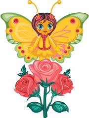 butterfly girl on a flower vector