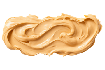 Peanut butter isolated on a transparent background, top view.
