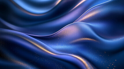 Obraz premium Abstract Blue and Gold Metallic Waves with Smooth Flowing Texture